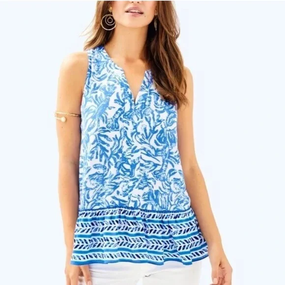 Lilly Pulitzer Gramercy blue lobster tank top. Size Small - Picture 3 of 6
